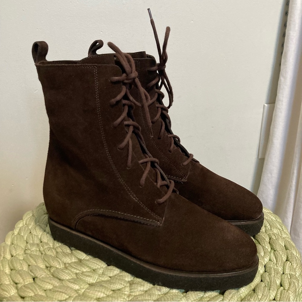 NEW Roberto Del Carlo Chocolate Brown Suede Hidden Wedge Boots - Picture 2 of 10